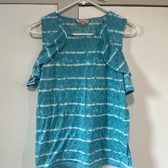 Juicy Couture Tops - Juicy Couture Teal Tie-Dye Cold Shoulder Top Women’s M Summer Casual